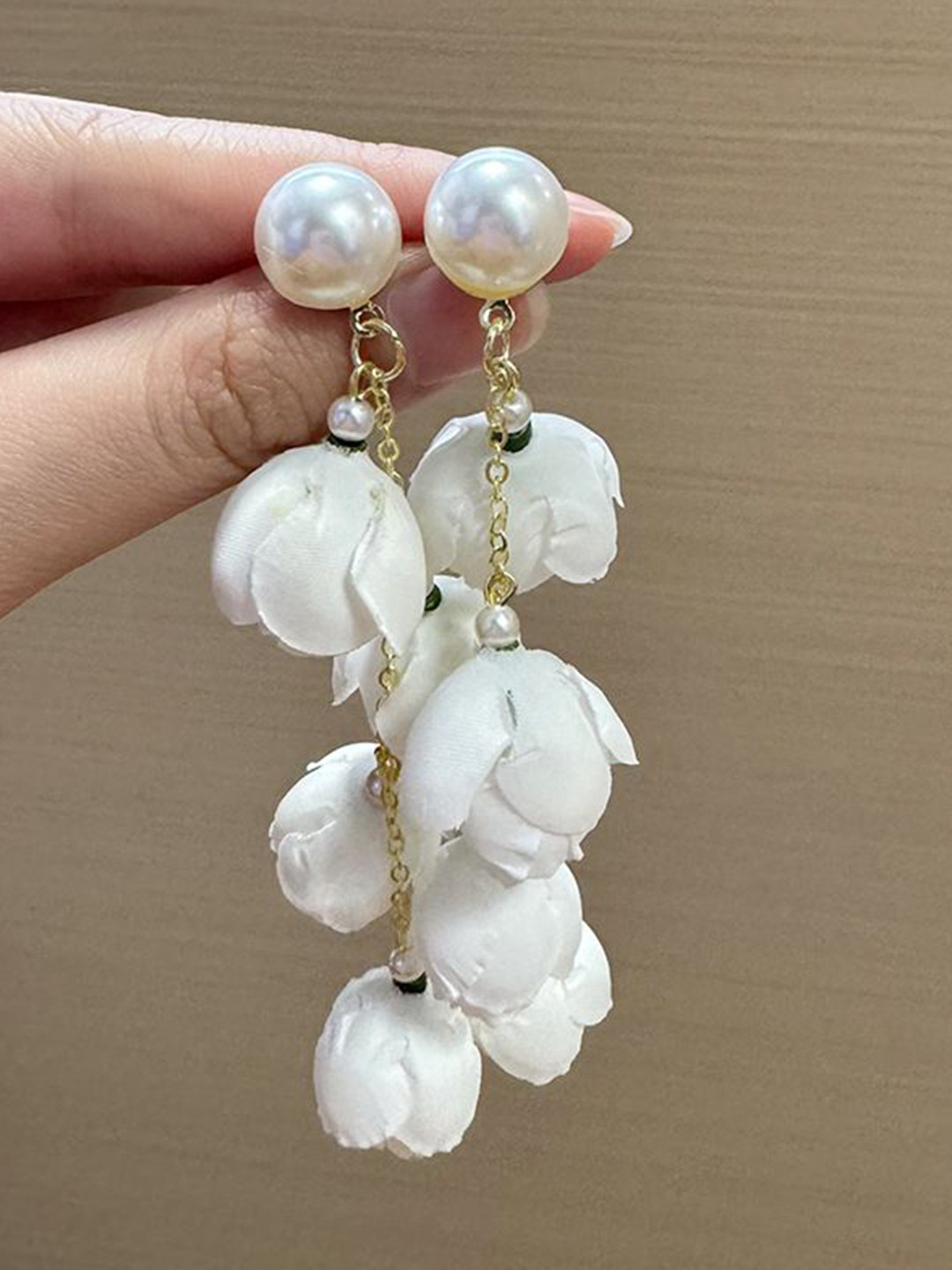 StyleCast x Revolte Pearls Beaded Floral Shaped Drop Earrings