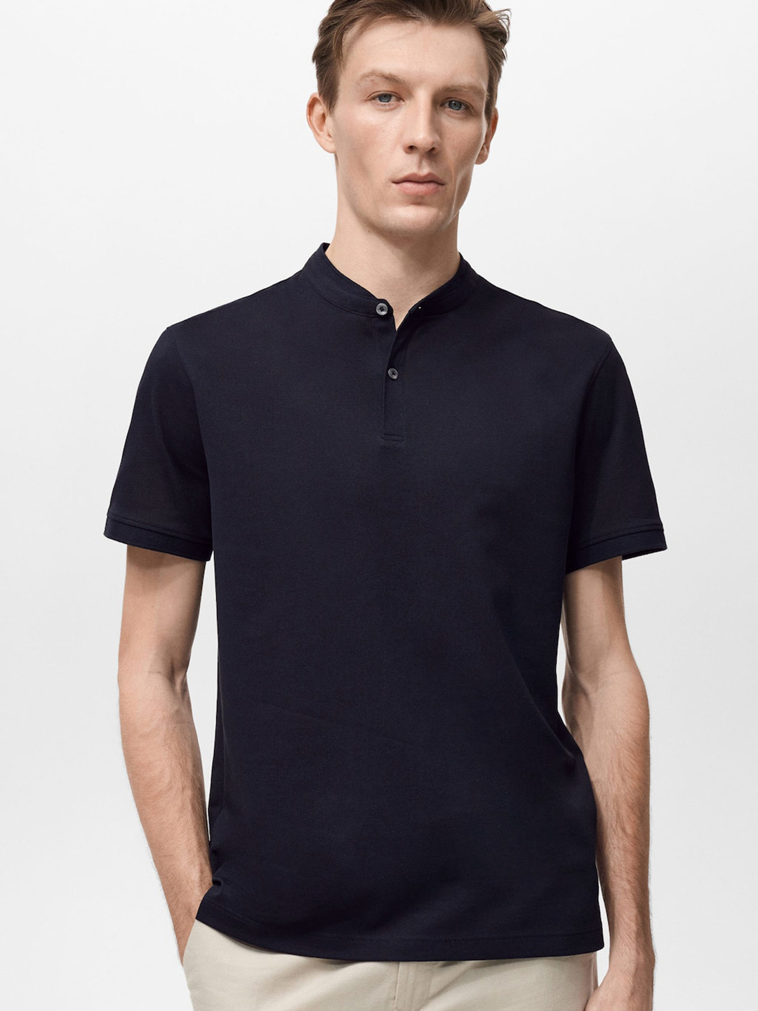 MANGO MAN Stand Collar T-shirt
