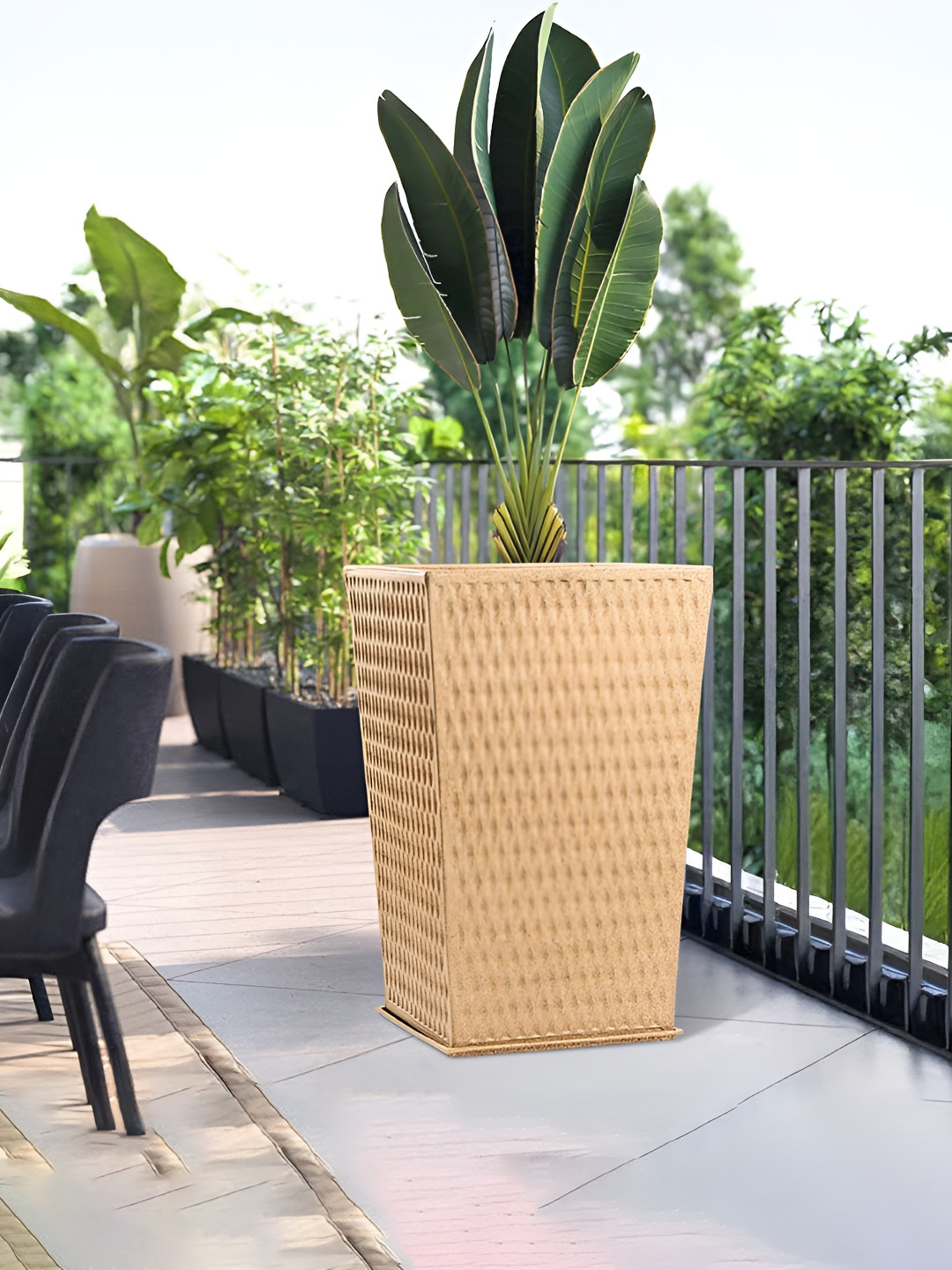 Myntra Elegant Homes Brown Textured Marble Unbreakable UV Protected Planter