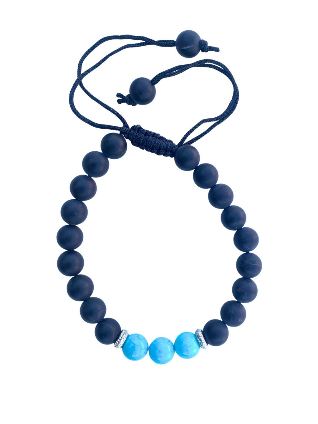 Apnisanskriti Unisex Black Onyx Matt Turquoise Stone Bracelet