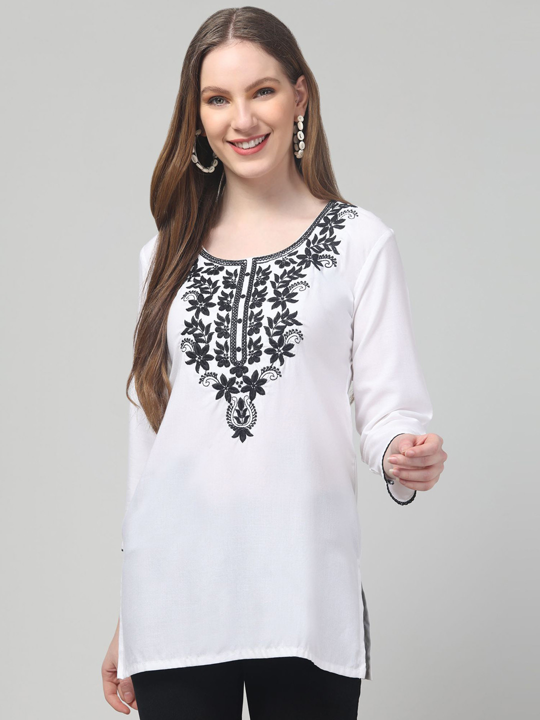 STYLE PREZONE Women Ethnic Motifs Embroidered Chikankari Kurti