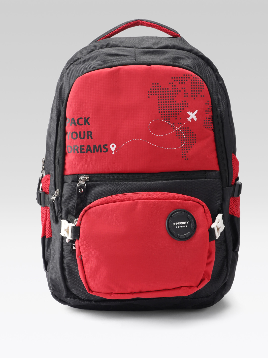 Priority Unisex Colourblocked Backpack with Compression Straps & Pouch - 40 L