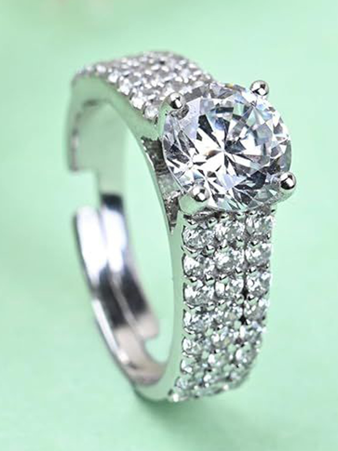 ISHI New York Rhodium-Plated Classic CZ Ring