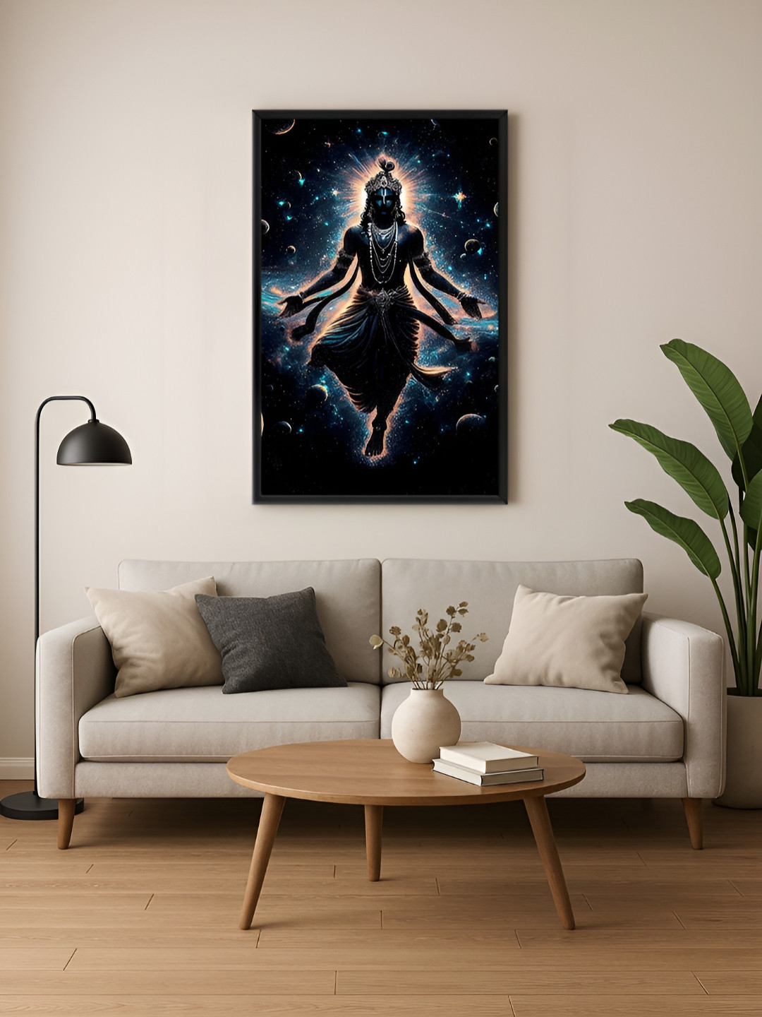 999Store Black & Blue Krishna Religious Canvas Wall Art