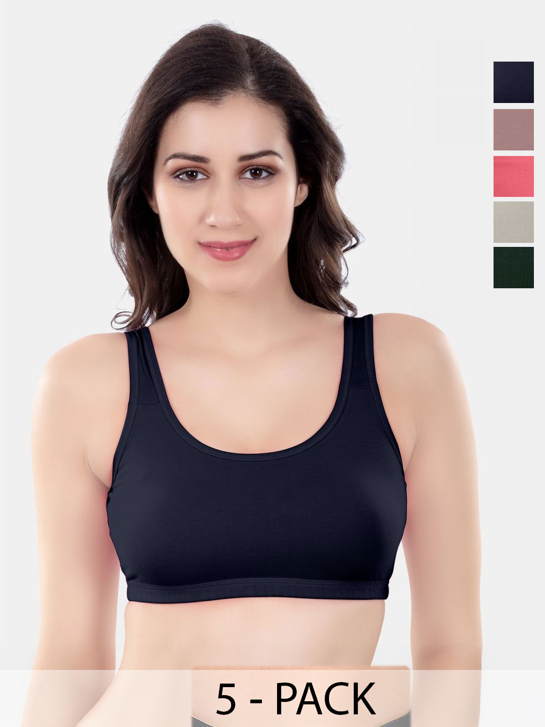 Selsia Women Pack of 5 Half Coverage Workout Bra