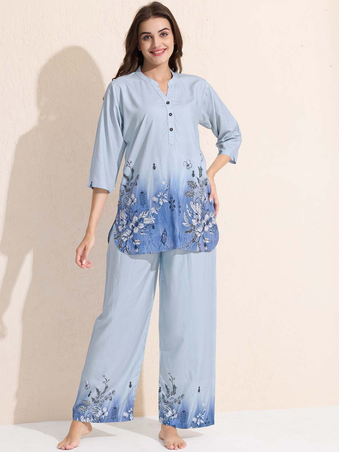 Arela Floral Ombre Tunic & Trousers Co-Ord Set