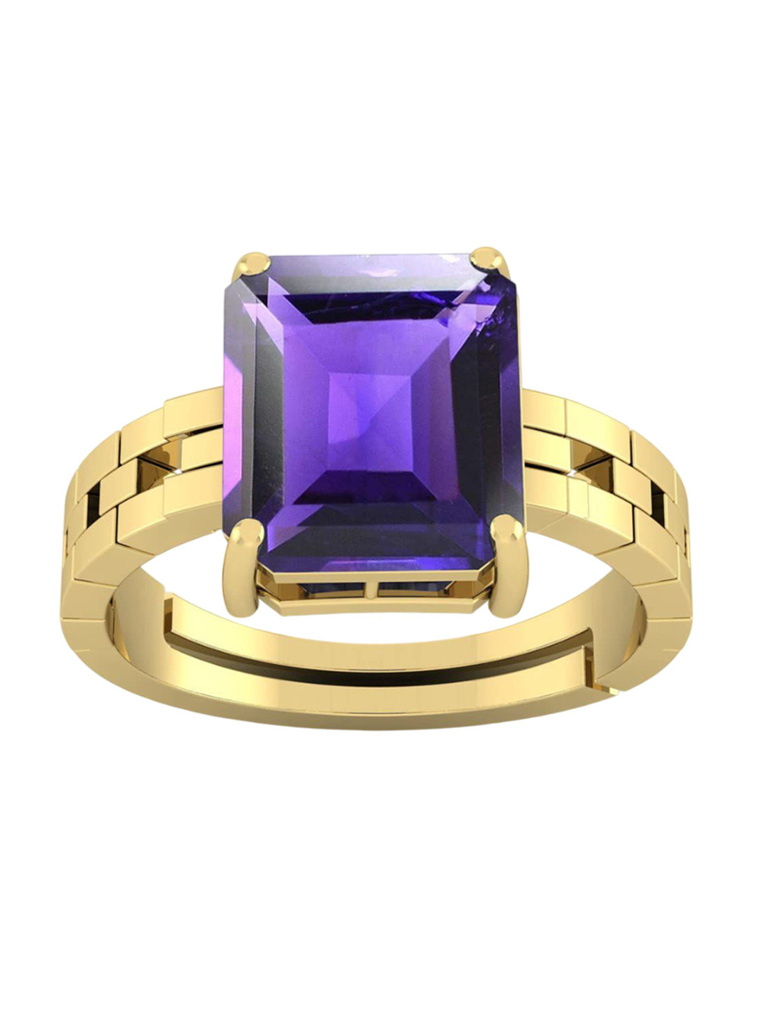 RSPR  8.25 Ratti Astrological Certified Amethyst Adjustable Gemstone Finger Ring