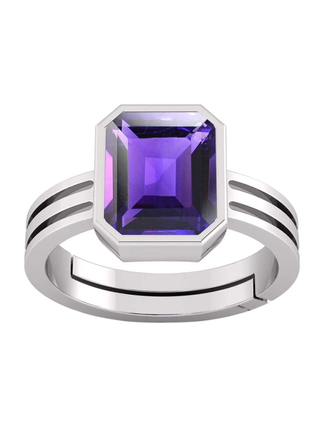 RSPR 7.25 Ratti Astrological Certified Amethyst Gemstone-Studded Adjustable Finger Ring