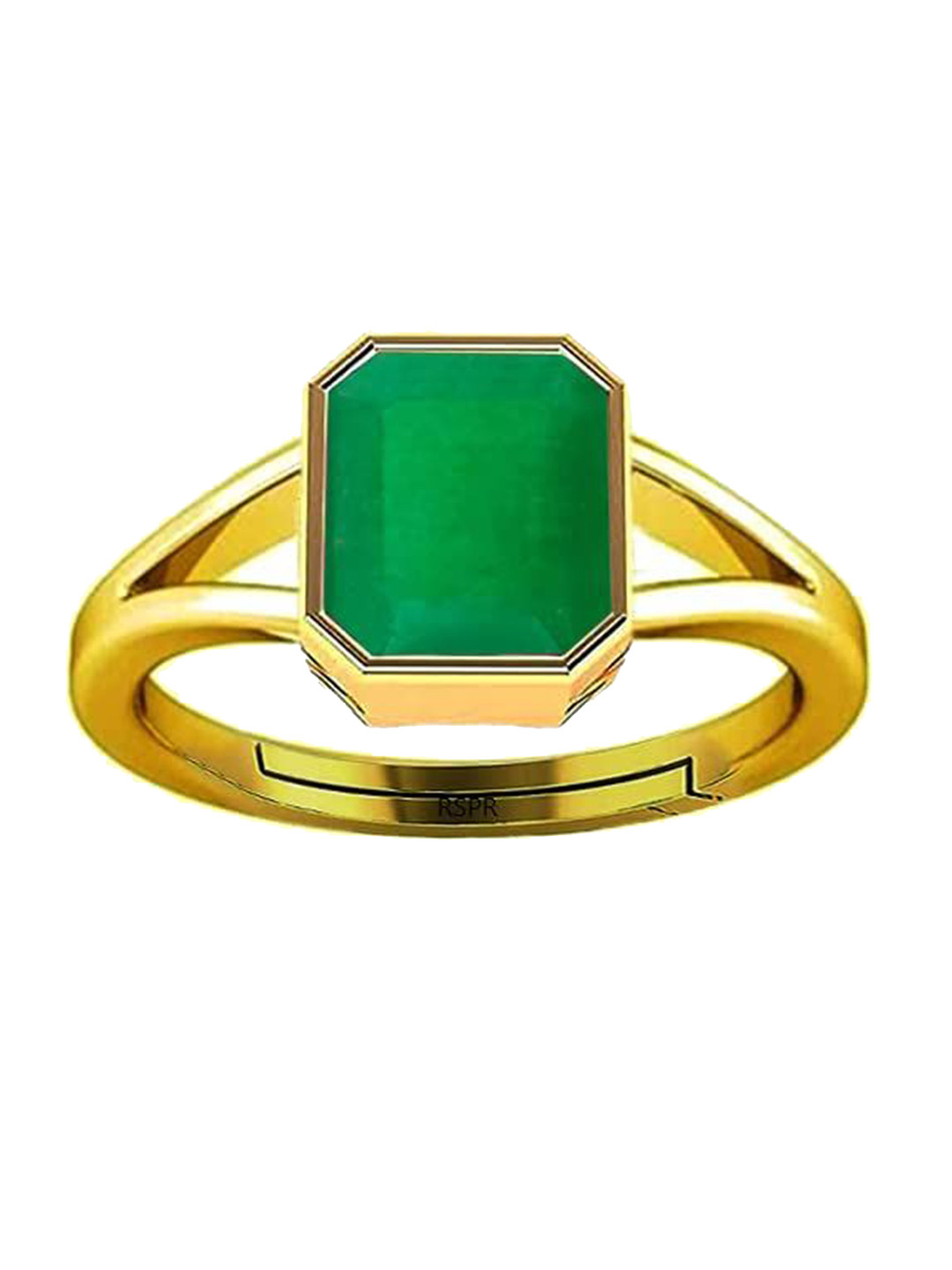 RSPR 7.25 Ratti 6.62 Carat Emerald Panna Gemstone-Studded Adjustable Finger Ring