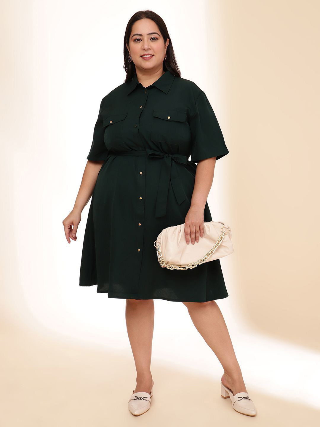 Sztori Plus Size Shirt Coller Shirt Dress