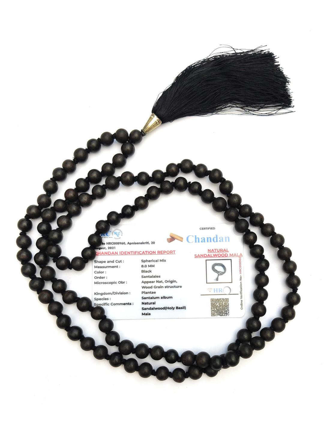 Apnisanskriti Unisex Black Chandan Sandalwood 108+1 8mm Mala
