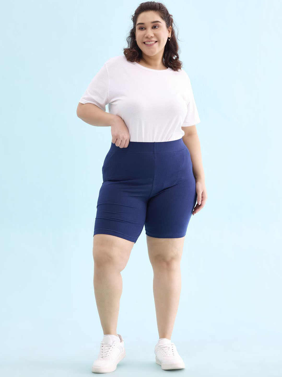 Go Colors Women Plus Size Skinny Fit Cycling Sports Shorts