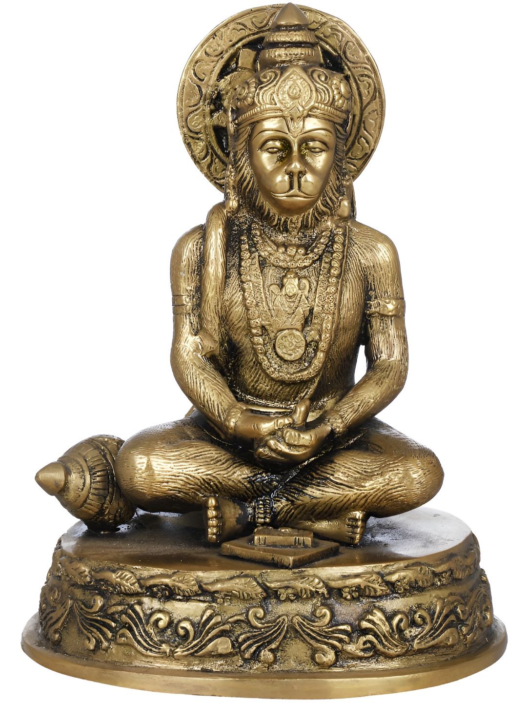 Exotic India Gold-Toned Lord Hanuman In Meditation Religious Idol Showpiece