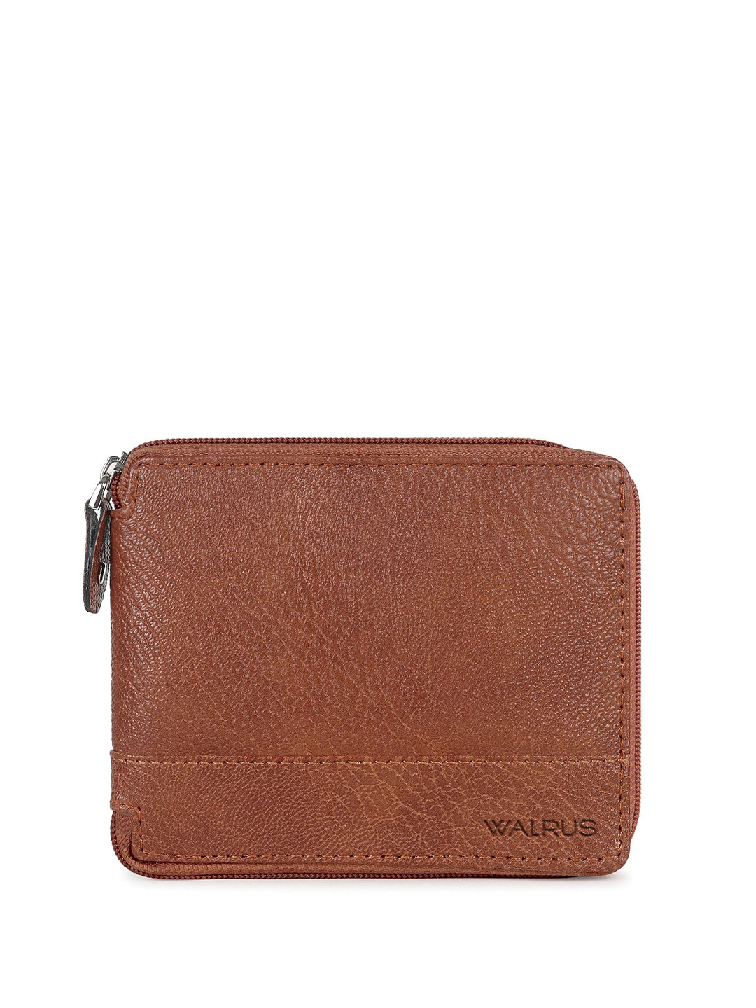 Walrus Men Brand Logo Textured Two Fold Wallet