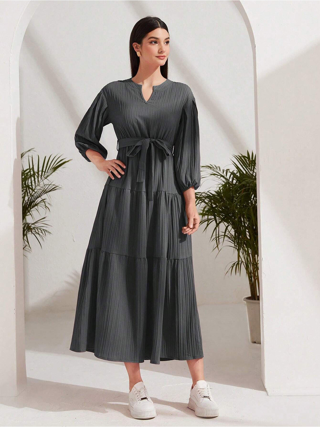 Chemistry Women Belted Tiered Western Midi Dress
