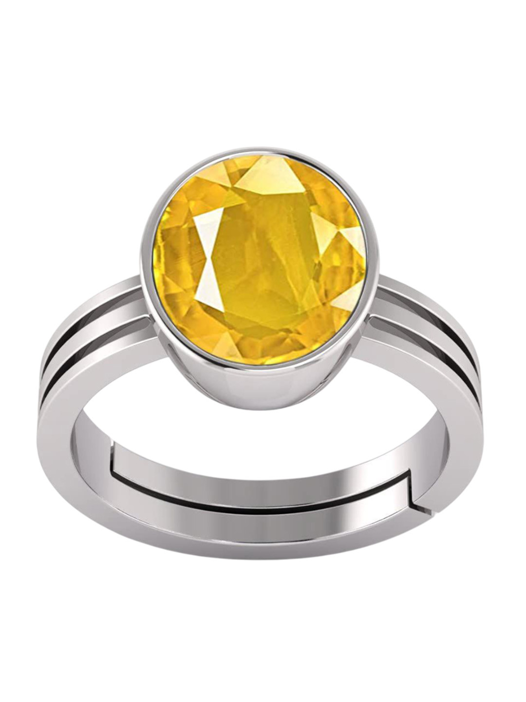 RSPR 13.25 Ratti 12.60 Carat Natural Sapphire Pukhraj Gemstone-Studded Finger Ring