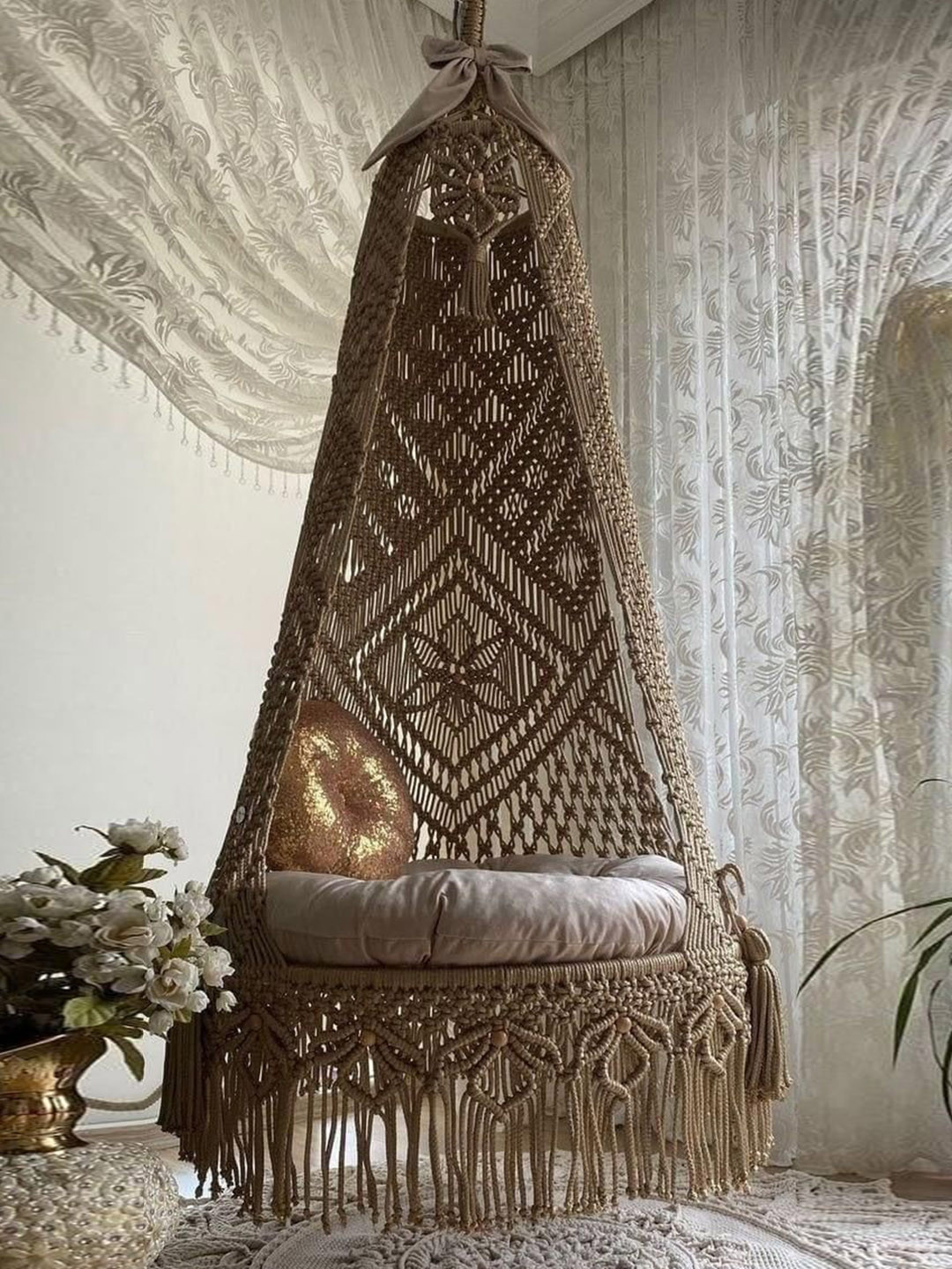 Alaaya Decor Brown Round Shaped Hammock Swing