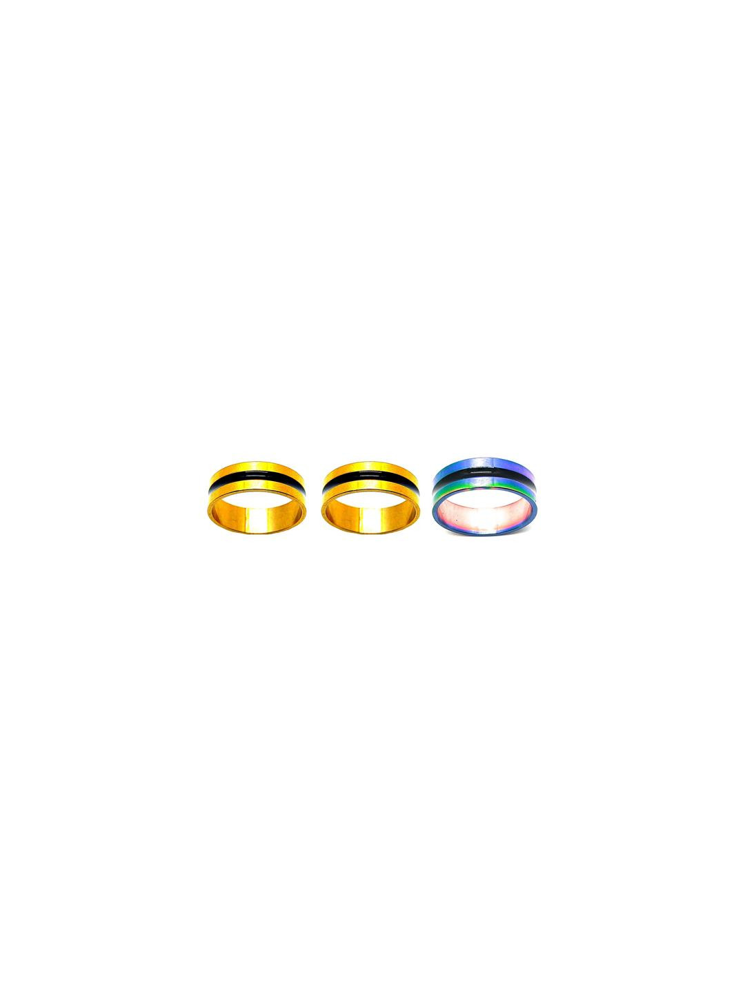 Dynamic Retail Global Set of 3 Yellow Alloy Finger Ring