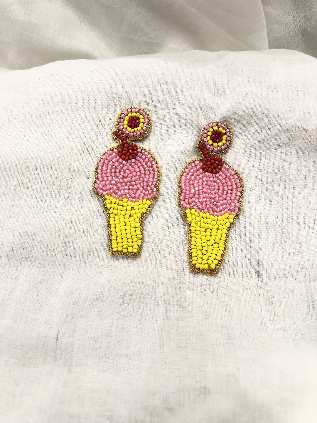 PALASH Contemporary Icecream Shaped Artificial Beaded Drop Earrings