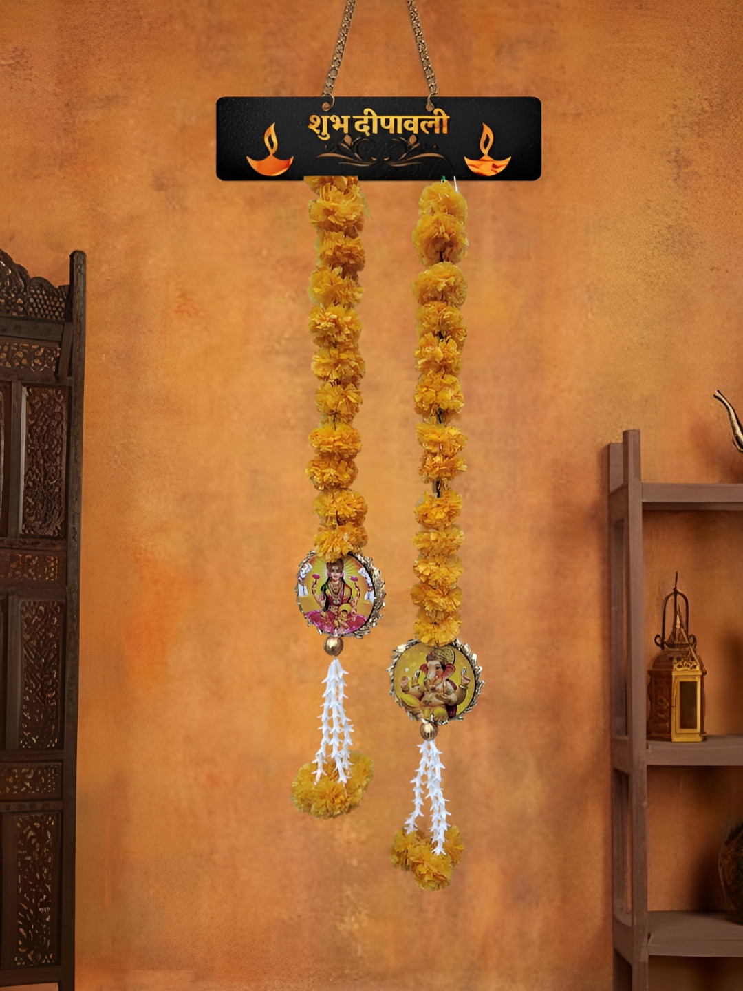 Sellplus Set Of 2 Yellow Subh Dipawali Goddess Toran