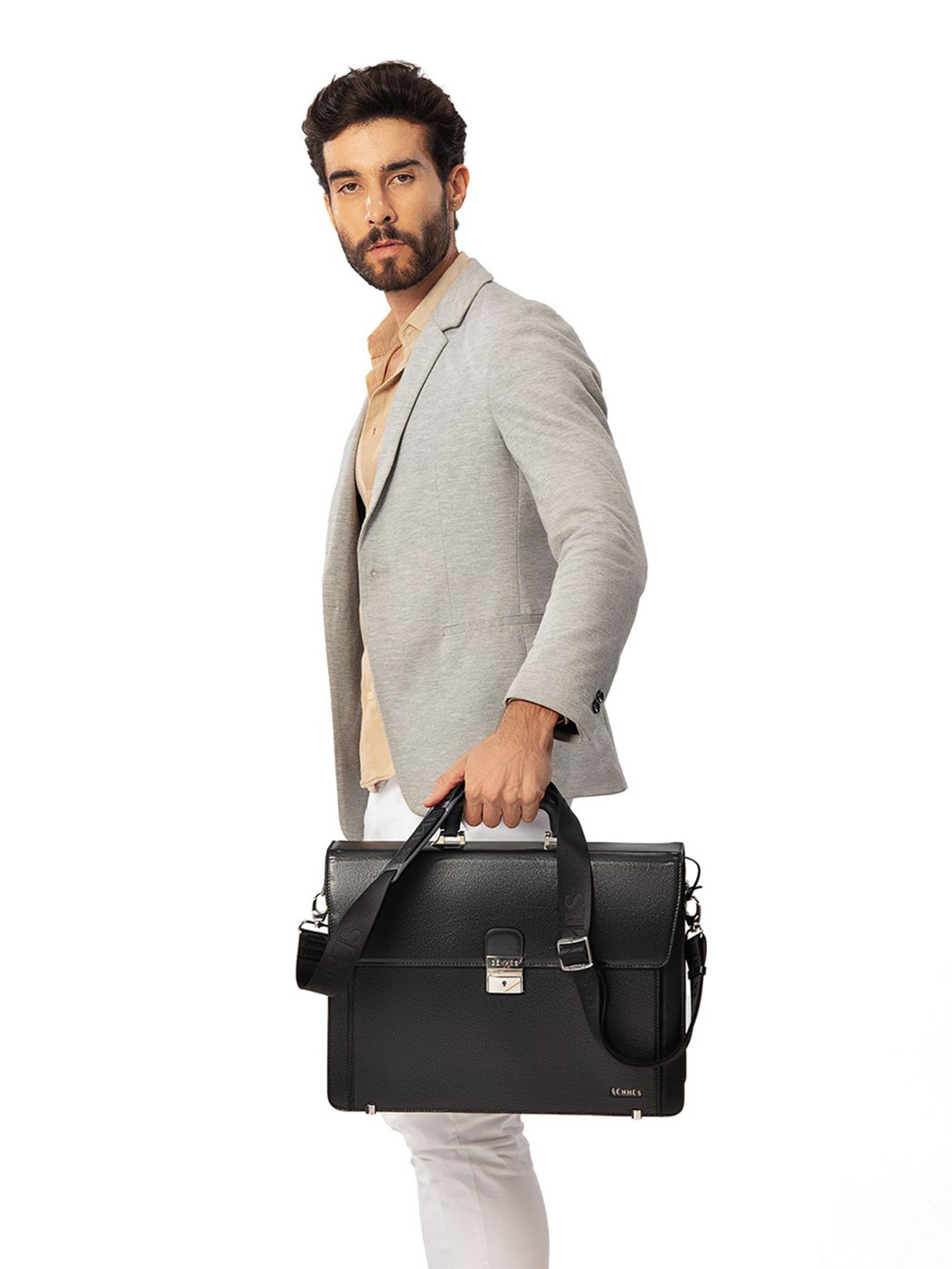 SENNES Men Eterno Textured Leather Laptop Bag