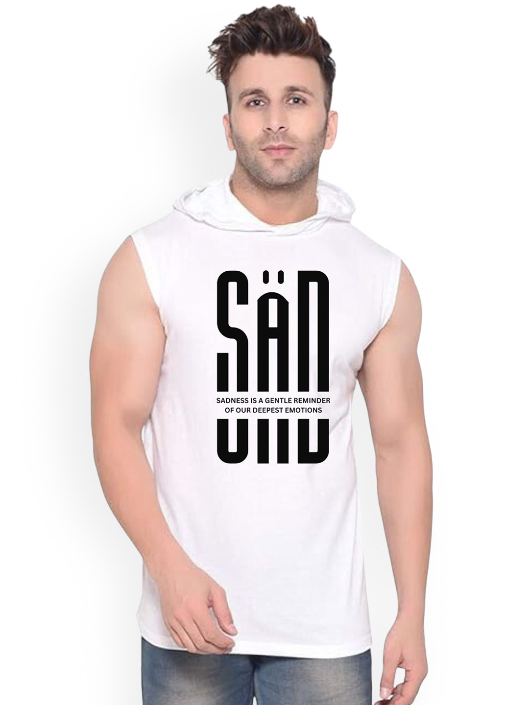 FABSTIEVE  Sadness Printed Gym Vest VK T-050_Print-285_gym_vest_White_M