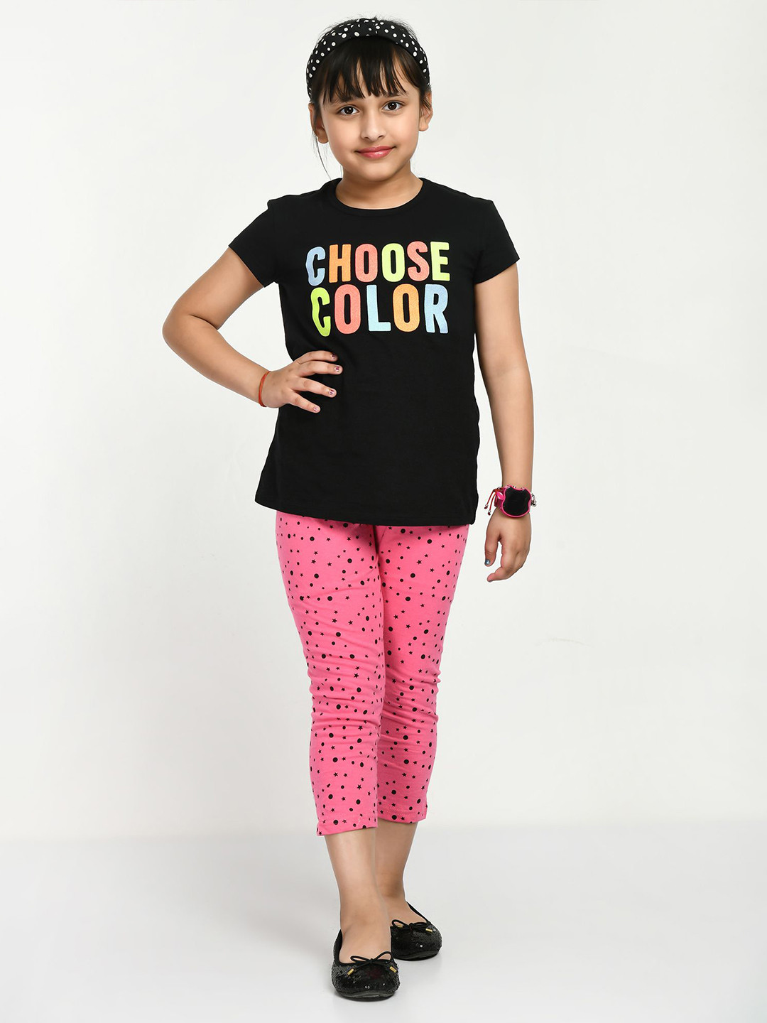 BAESD Girls Cotton Palla Printed Slim Fit Capris
