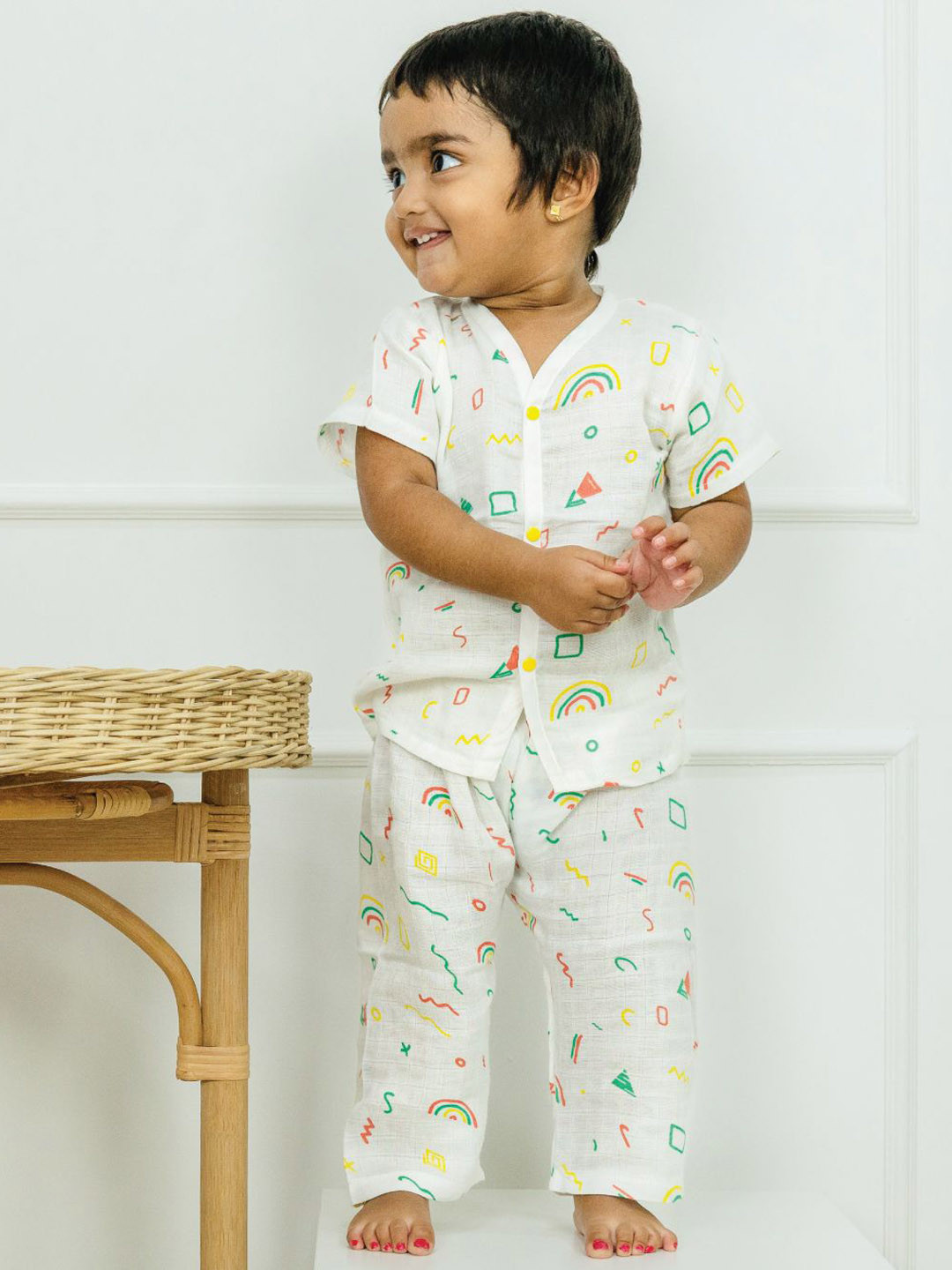 A Toddler Thing Doodle Dance Kids Printed Half Sleeve Muslin Sleepsuit 1-2  Years