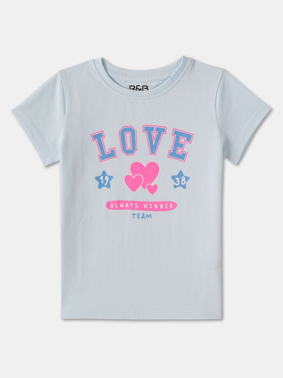 R&B Girls Graphic Printed Round Neck Short Sleeves Regular Fit Cotton T-Shirt