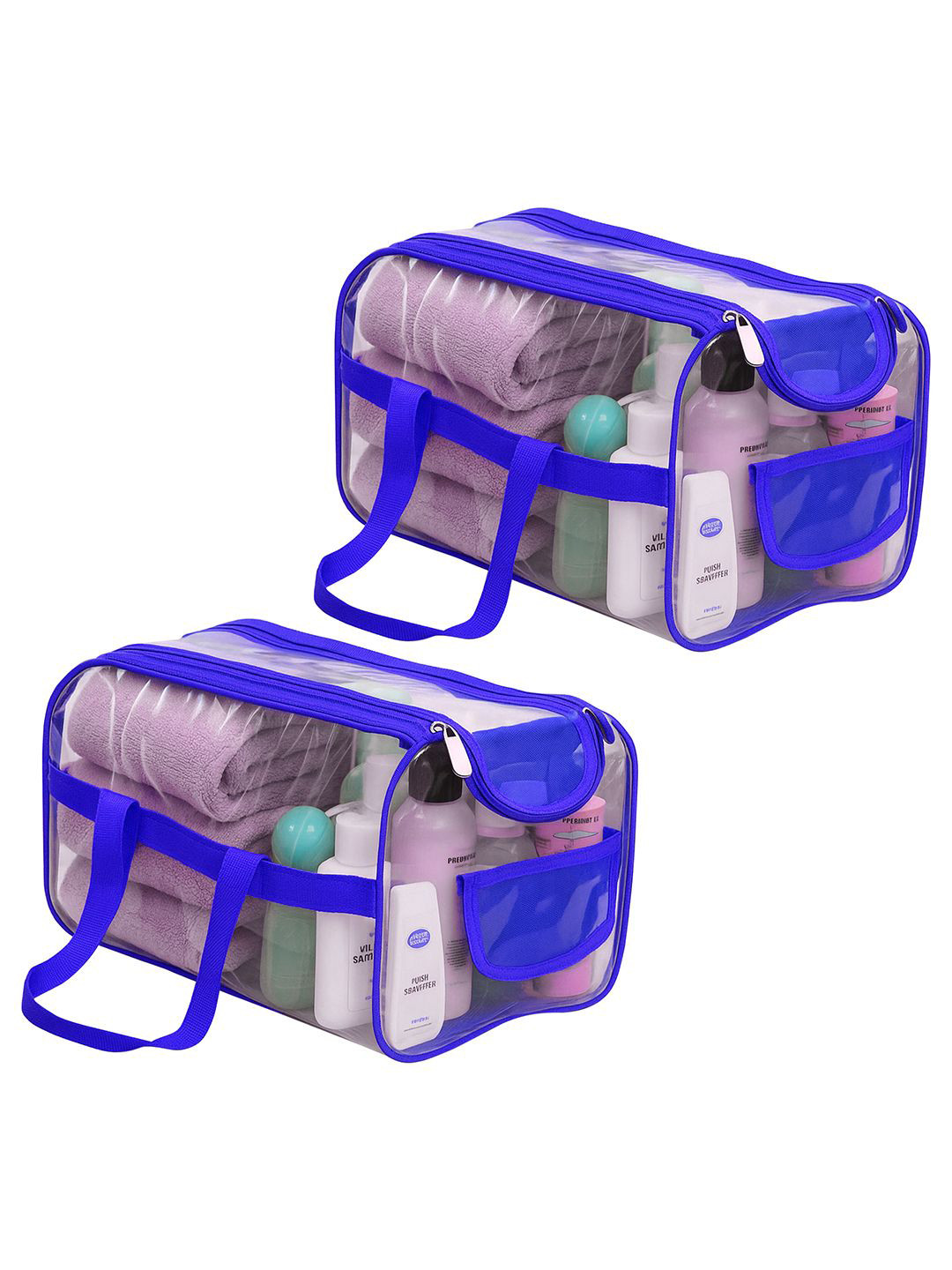 Kuber Industries Blue & Transparent 2 Pieces Waterproof Travel Toiletry Bags