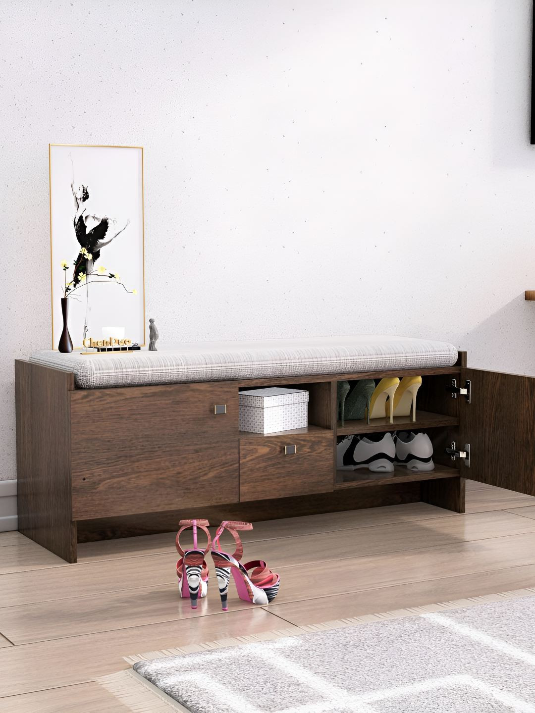 HEXA RED Brown 5-Layers Engineered Wood Sturdy and Stylish Shoe Rack