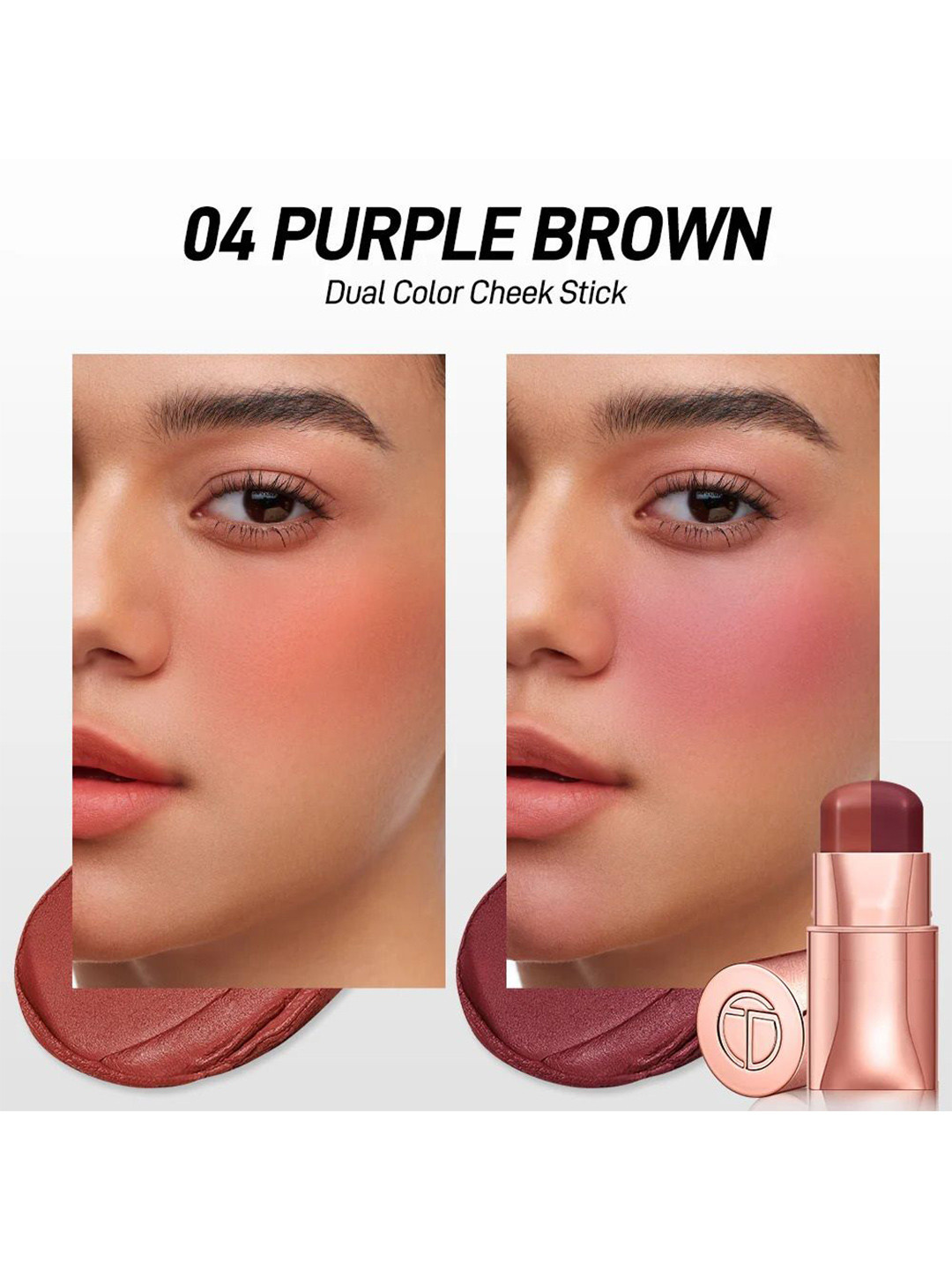 CEMA Dual Color High Pigment Long Lasting Blush Stick- 7 g - Purple Brown 04
