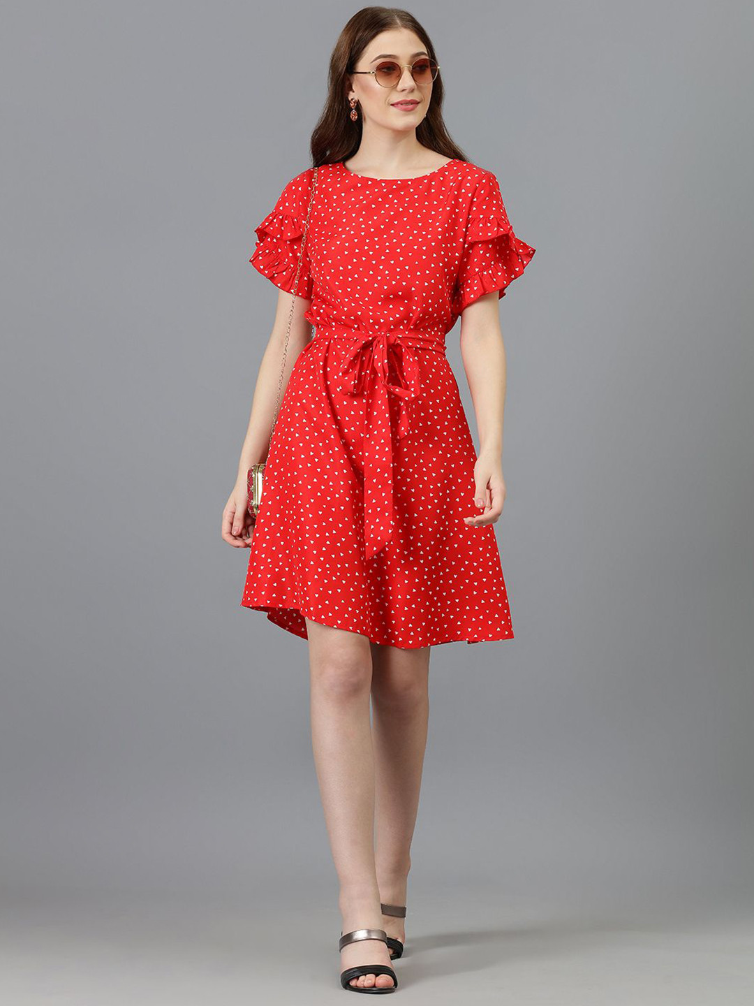 Stylecast X Kotty Women Printed Flared Sleeves A-Line Dress