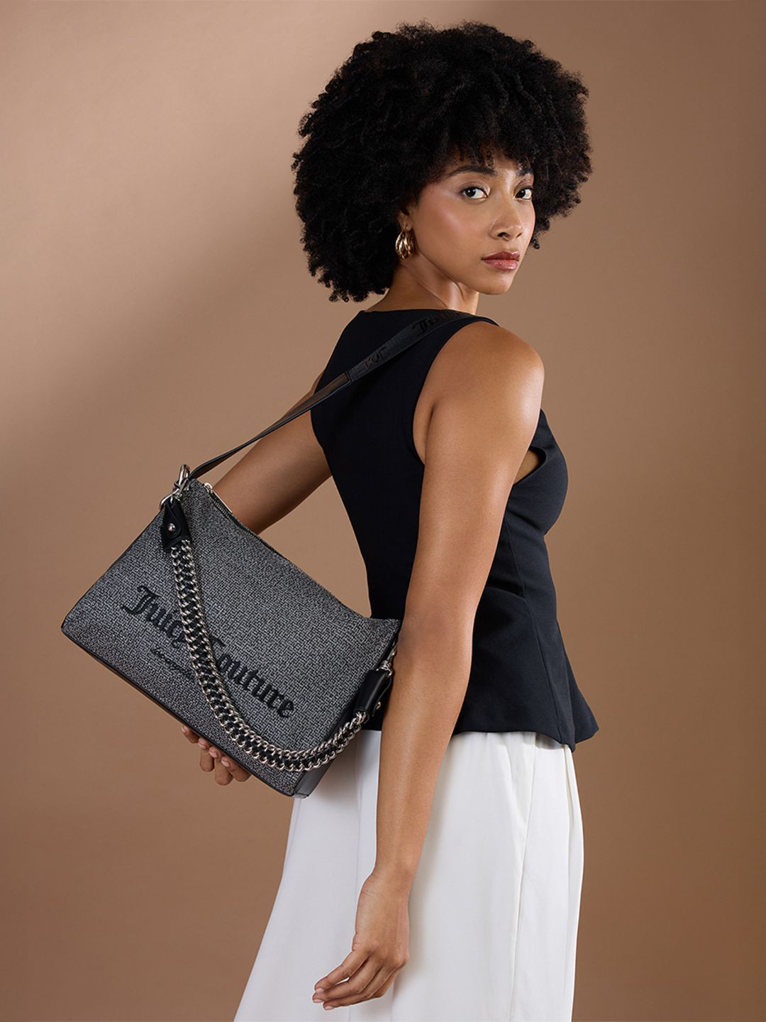 Juicy Couture Women Textured Structured Shoulder Bag with Pouch