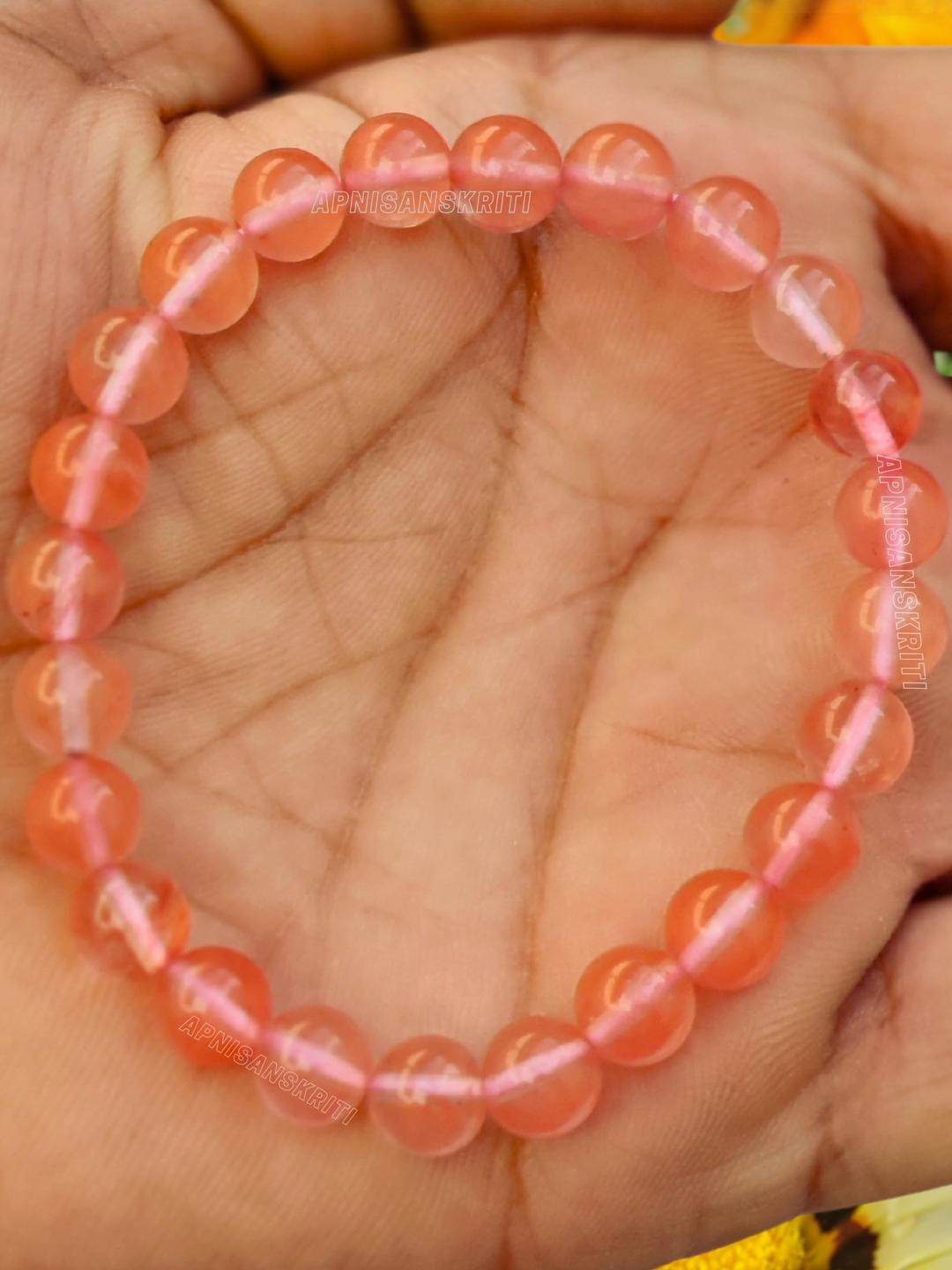 Apnisanskriti Unisex Cherry Quartz Stone Bracelet