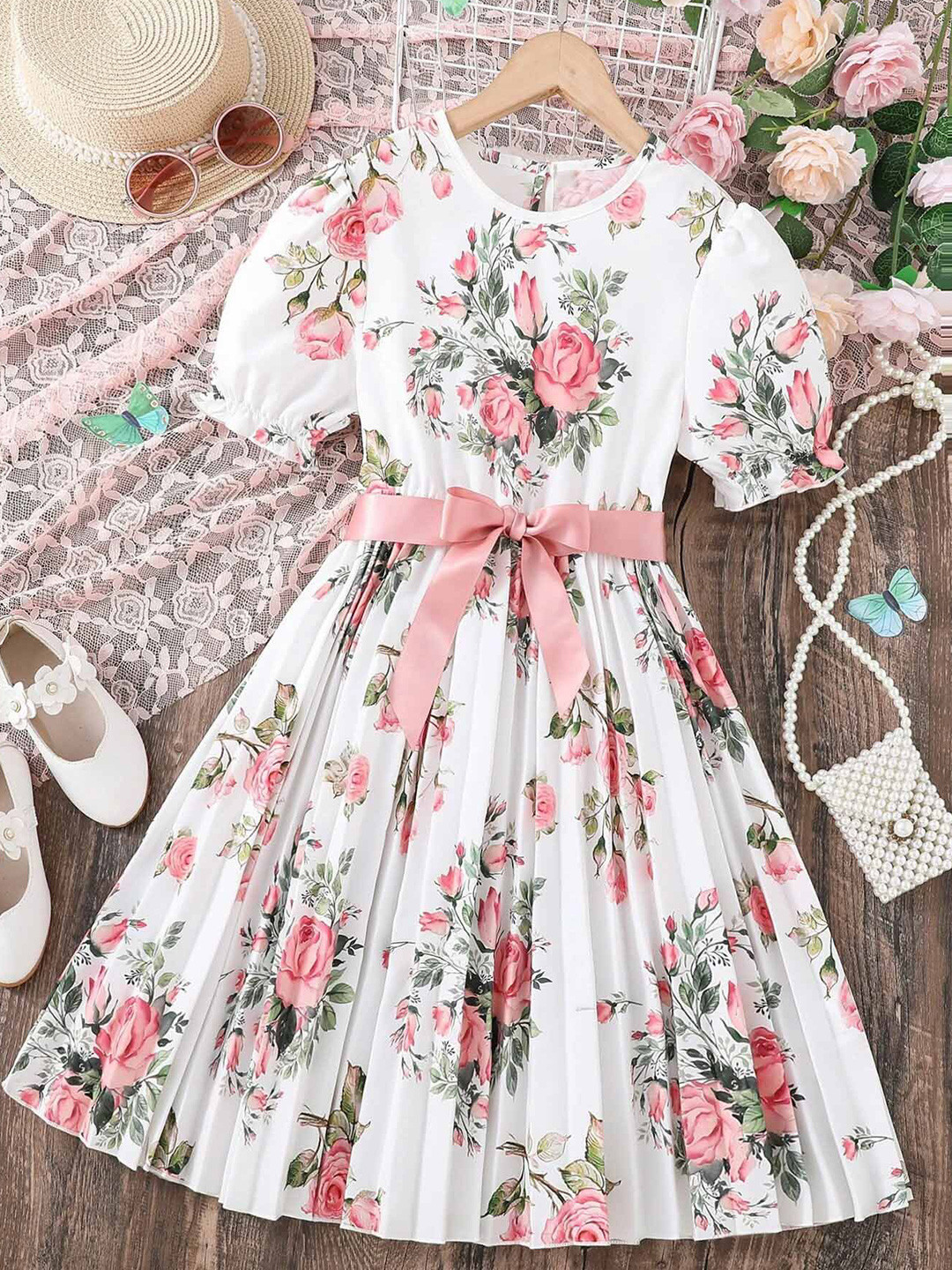 Billion Girls Floral Print Tie-Ups Fit & Flare Maxi Dress