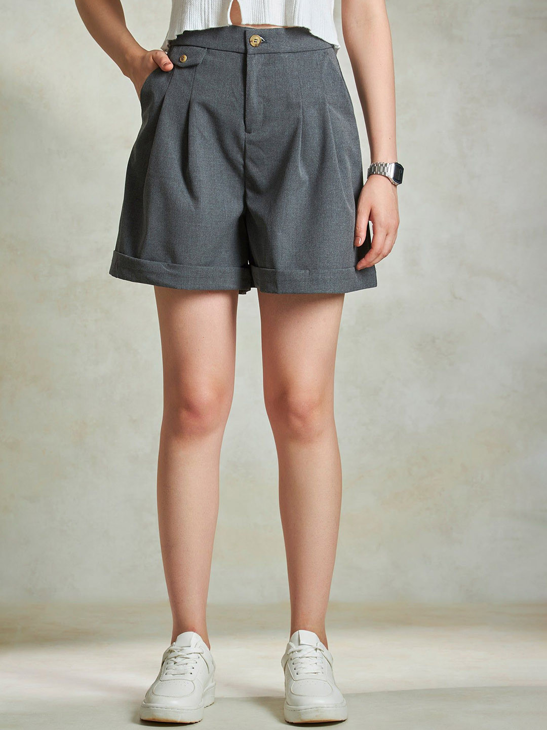 Virgio Women Solid Cotton Mini Short