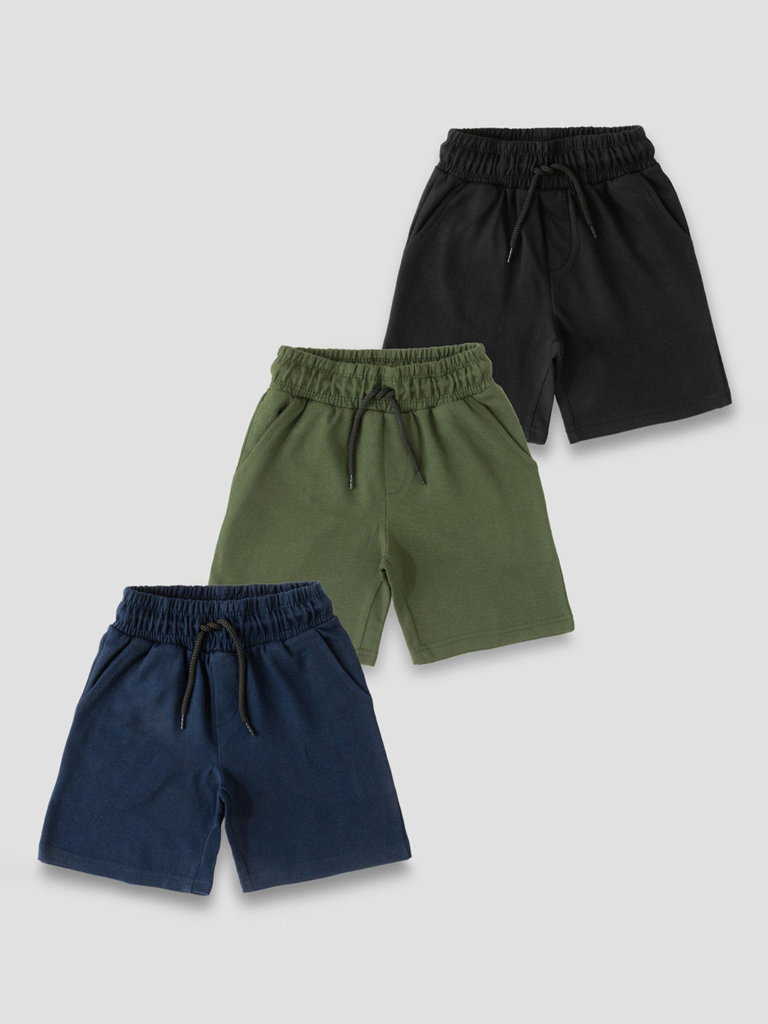 YUV Boys Pack of 3 Knee Length Regular Shorts With Pockets