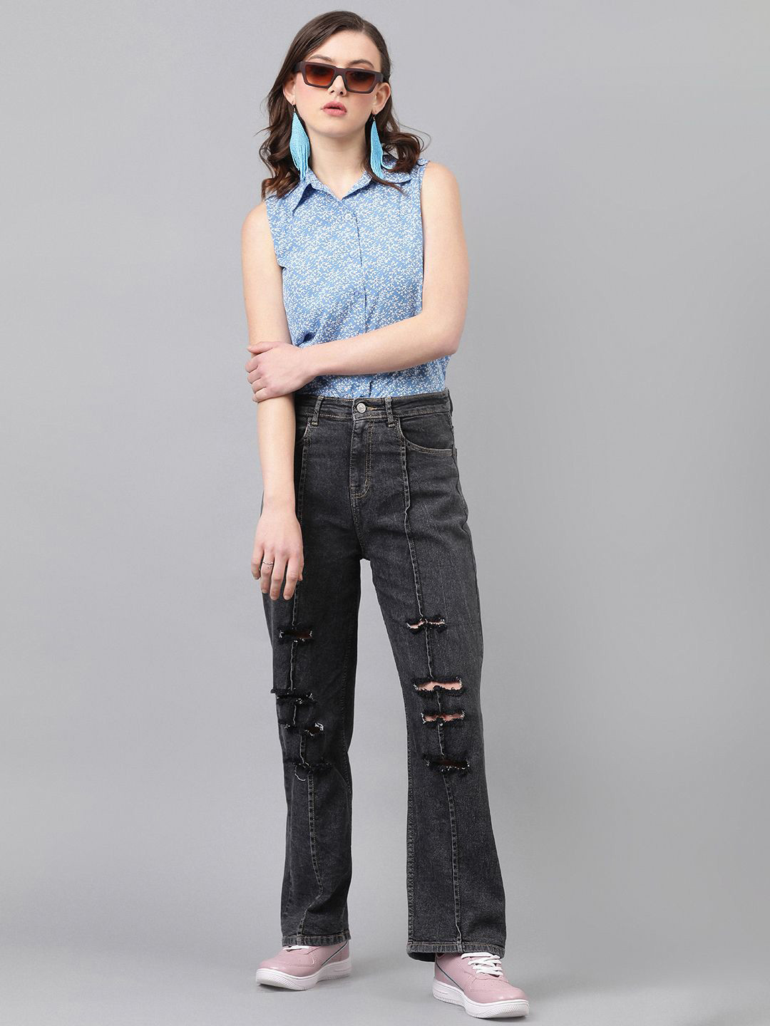 Stylecast X Kotty Women Classic Fit Floral Printed Spread Collar Casual Shirt