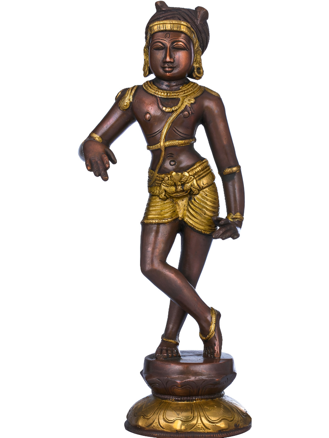 Exotic India Brown & Gold-Toned Vrishavahana Shiva Brass Religious Idol Showpiece