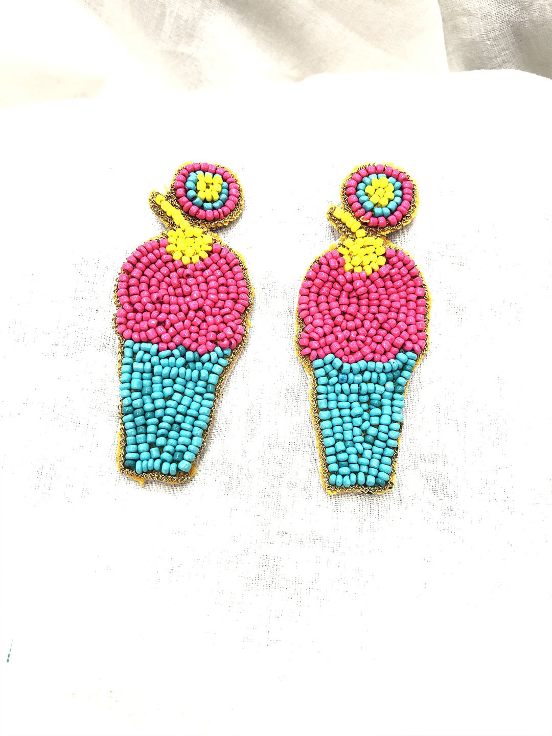 PALASH Contemporary Icecream Shaped Artificial Beaded Drop Earrings