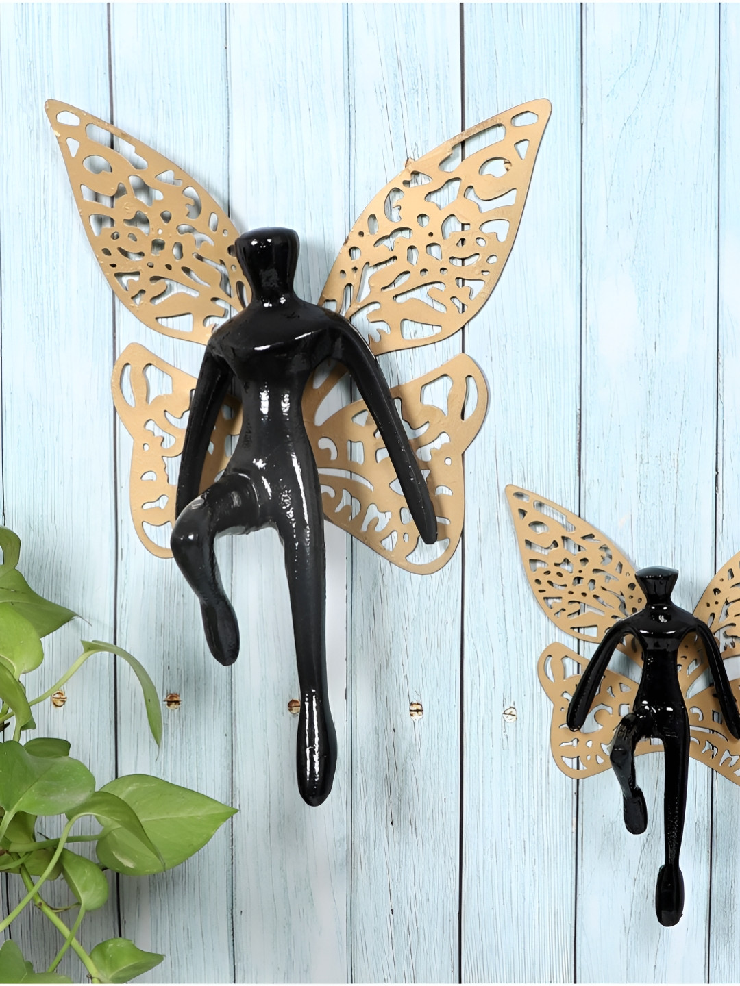 Amaya Decors Angel With Wings Aluminium Matte Hanging Hall 2Pcs Wall Hangings-12In