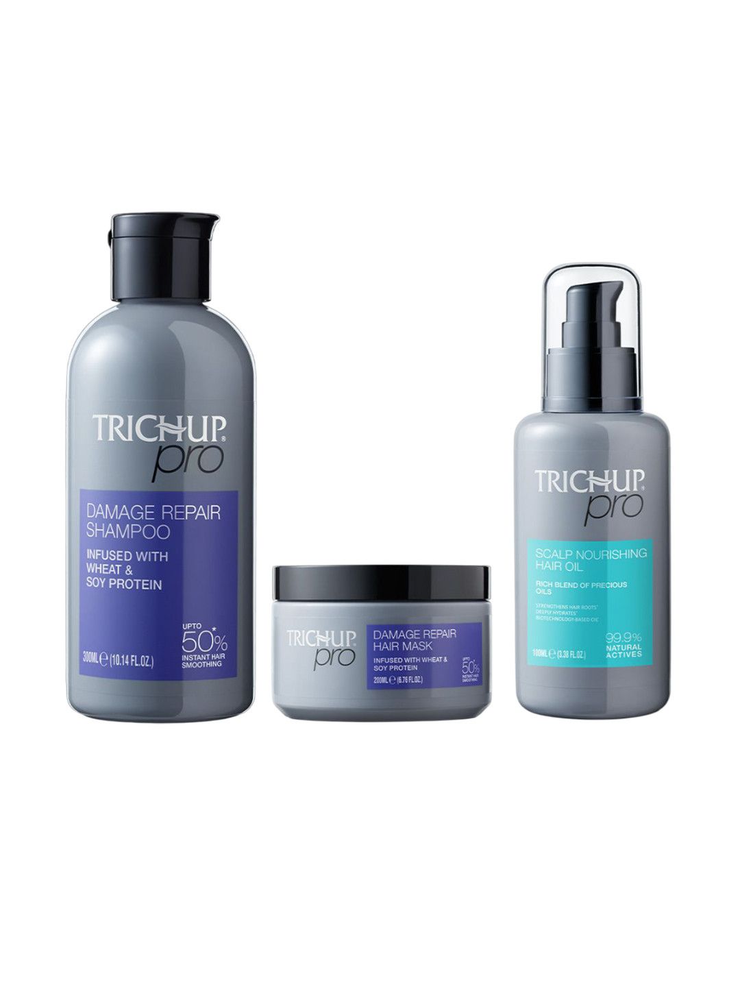 TRICHUP Damage Repair Shampoo - 300 ml & Hair Mask - 200 ml & Scalp Oil - 100 ml Combo