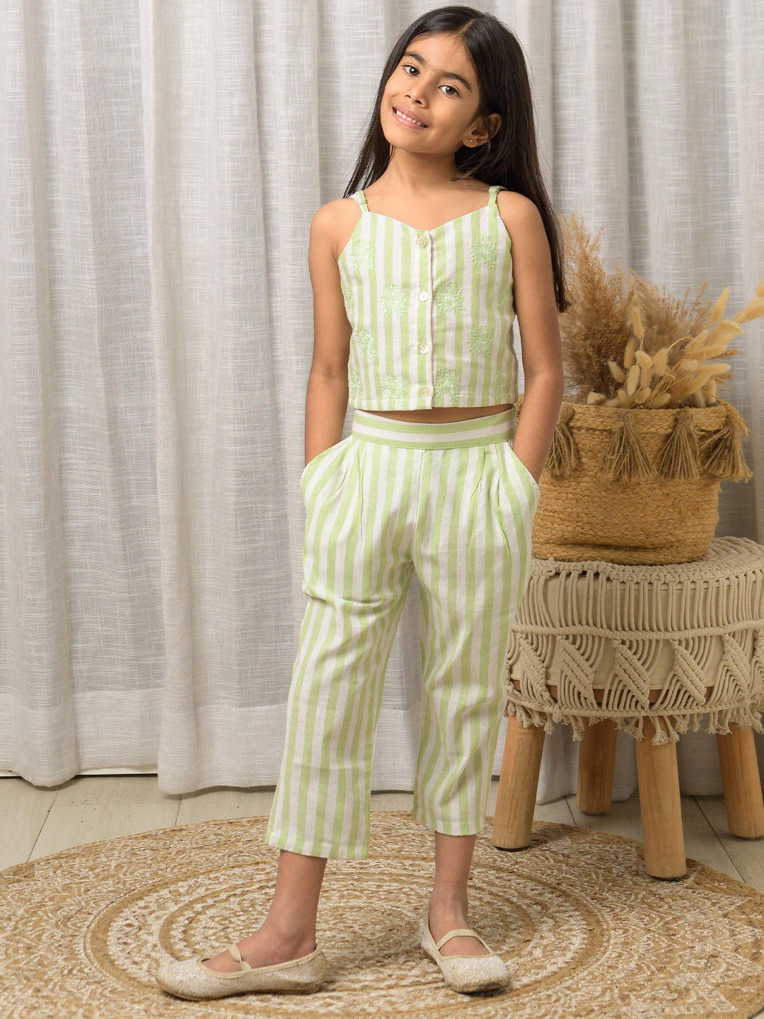 Fairies Forever Girls Striped Pure Cotton Top With Pant