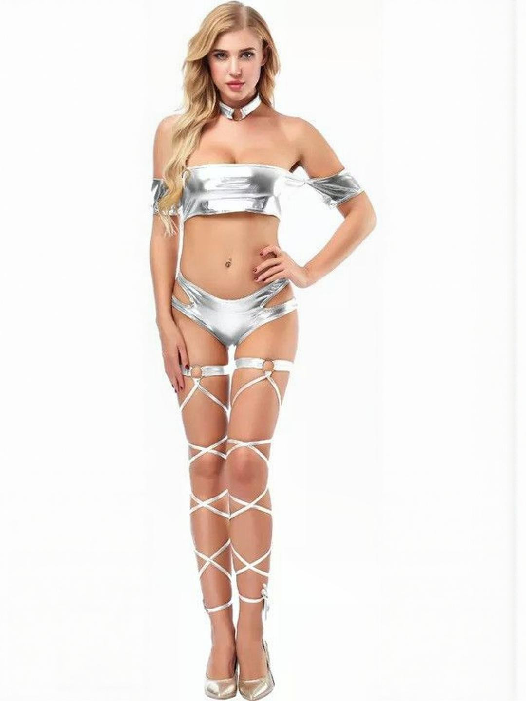 GuSo Shopee Women Silver Net Baby Dolls