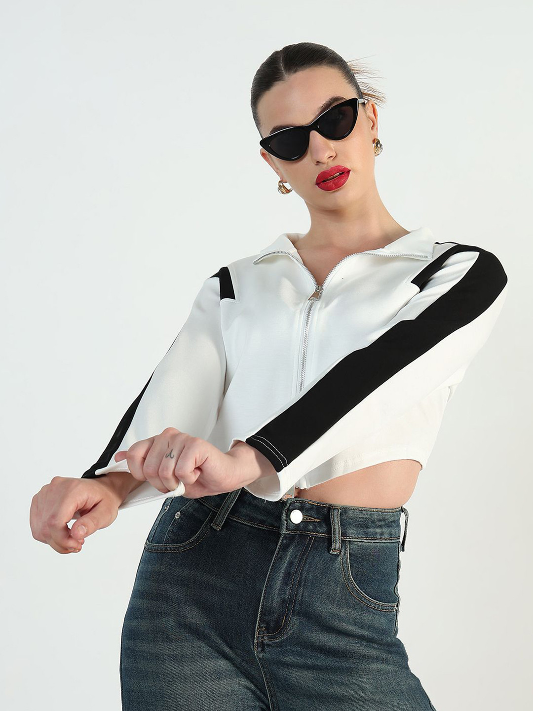 SHOWOFF Edition Women Colourblocked High-Low Short Top