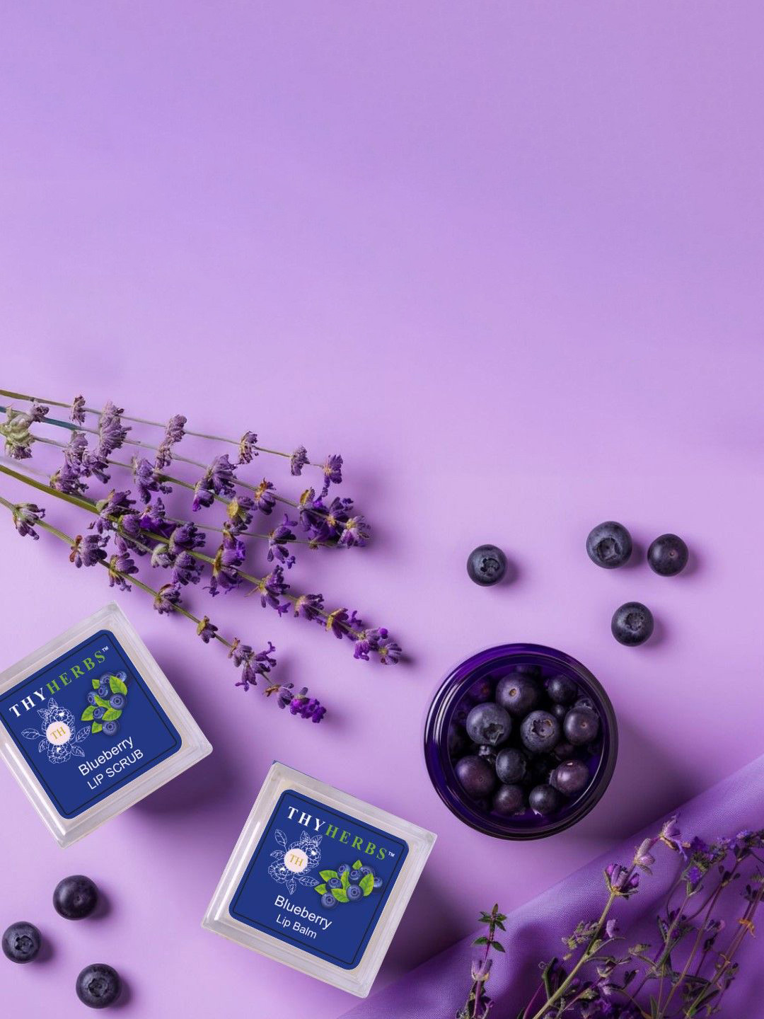 Thyherbs Blueberry Lip Balm & Scrub Combo - 2 g each