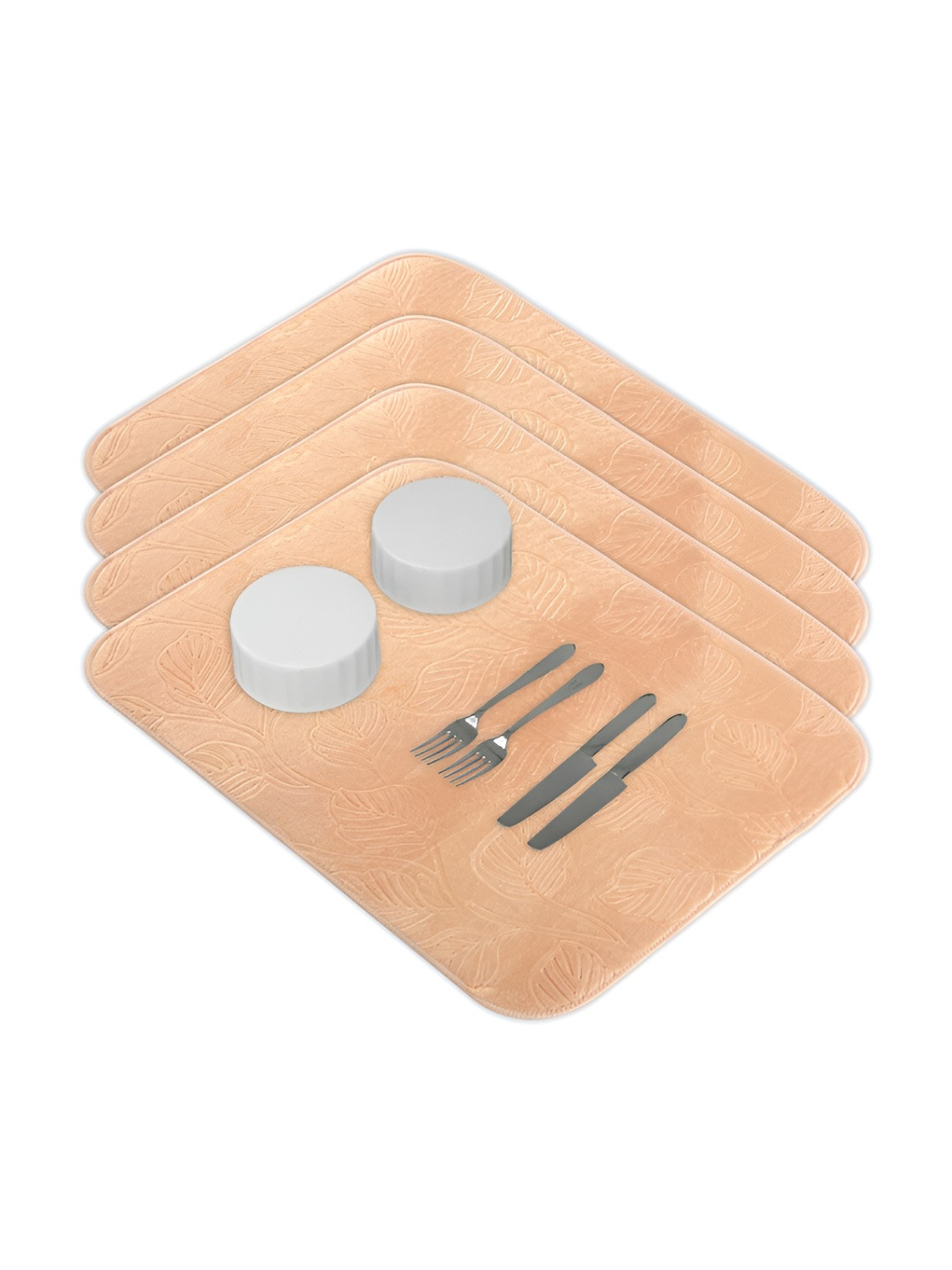 Aura 4-Pcs Cream-Coloured Floor Microfiber Crockery Dish Drying Kitchen Mats