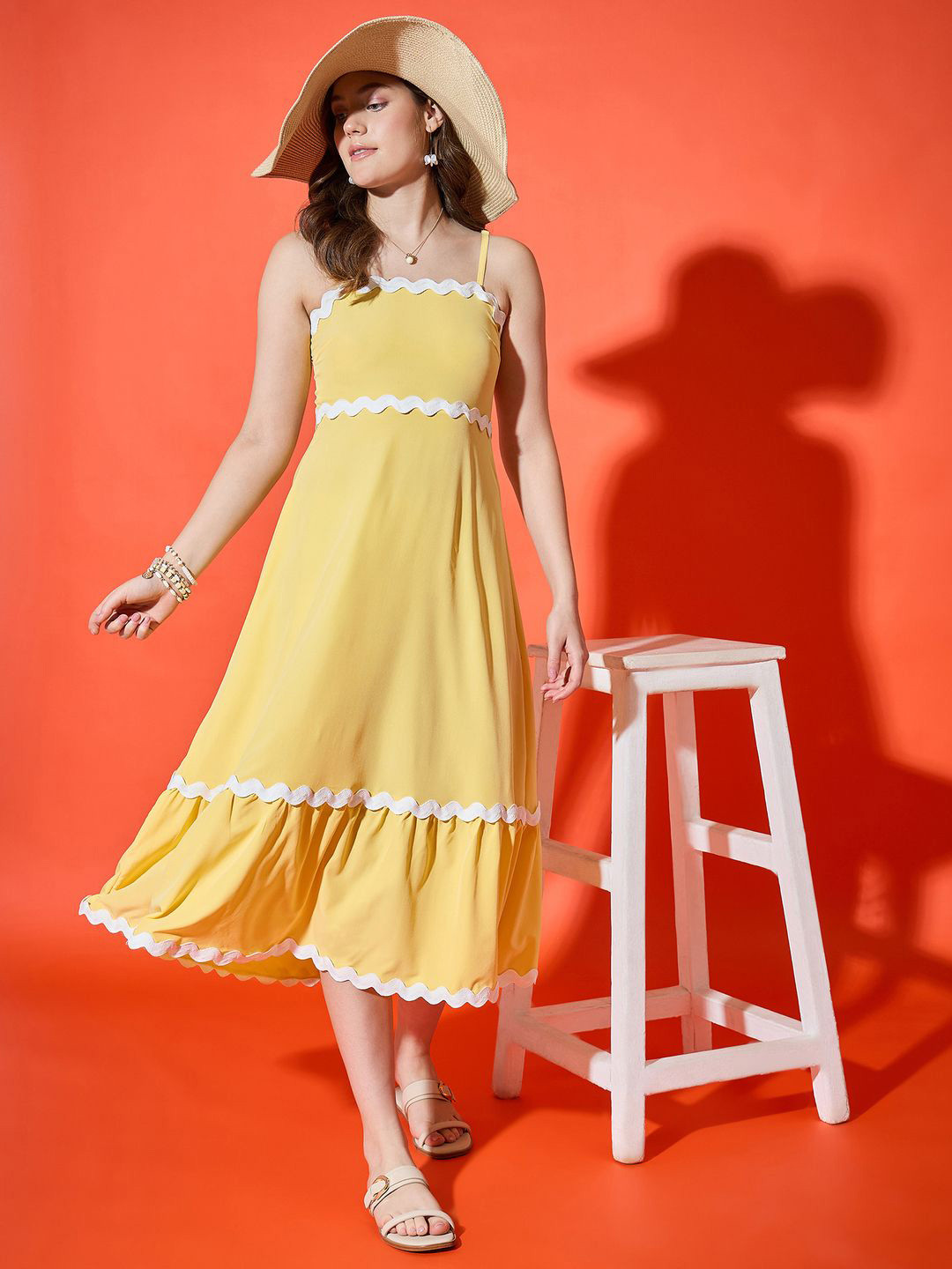 BUY NEW TREND Women Ruffled A-Line Midi Dress