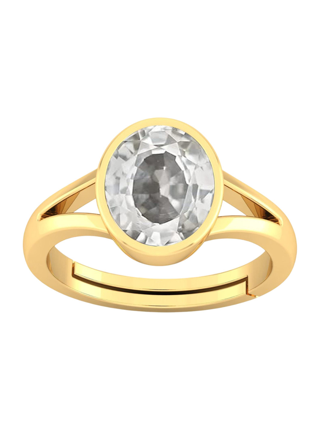 RSPR 7.25 Ratti 6.60 Carat Sapphire Safed Pukhraj Stone-Studded Panchdhatu Finger Ring
